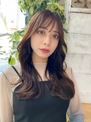 セミロング カラー 【韓国レイヤー特化 ハッシュカット】のヘアスタイル