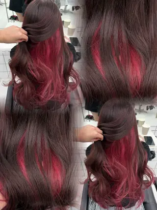 ロング カラー 𝑨𝑲𝑶 🍒/ 暖色カラーのヘアスタイル