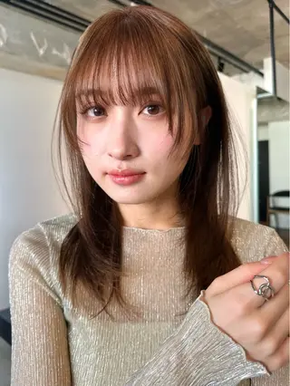 ミディアム カラー パーマ kazuki【顔周り ×レイヤーカット】のヘアスタイル