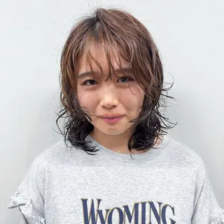 ミディアム パーマ パーマモデル募集中 渥美翔人のヘアスタイル