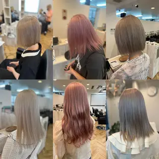 セミロング カラー ヘアアレンジ ブリーチ特化 梅田本多翔のヘアスタイル