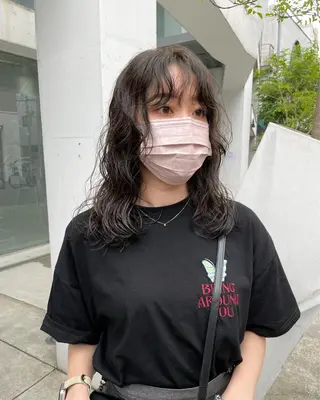 ロング パーマ ヘアアレンジ 小顔レイヤー×コンパ クトボブ/林隆平のヘアスタイル