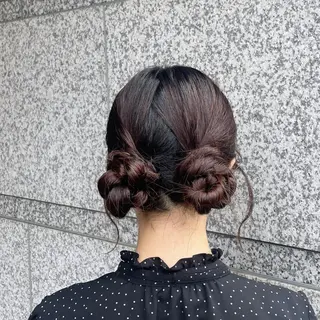 ミディアム ヘアアレンジ ハイトーン/アレンジ 🎀アオイ🎀のヘアスタイル