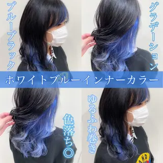 セミロング カラー ハイトーンカラー🌈 メンズパーマ鈴木康平のヘアスタイル