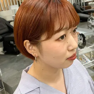 ショート カラー センターパート／マッ シュ／パーマ　あさみのヘアスタイル