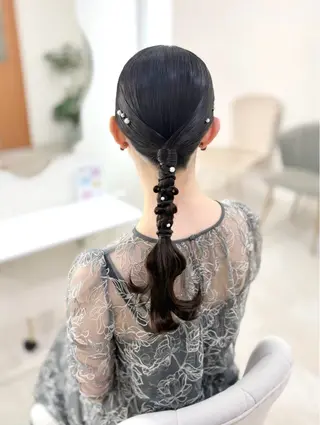 セミロング ヘアアレンジ ヘアセットサロン /上坪愛美のヘアスタイル