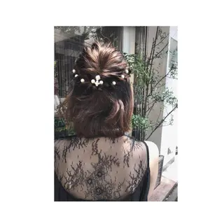ミディアム ヘアアレンジ レイヤーカット🌈 透明感カラー🌷ユリのヘアスタイル