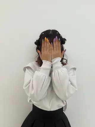 セミロング ヘアアレンジ CARELLY Rukaのマツエク・マツパデザイン