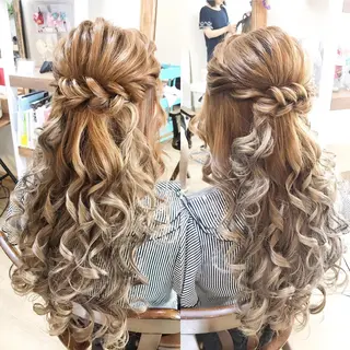 ロング カラー ヘアアレンジ キッズ 早朝✨ヘアセット 着付け/清水玲歌のヘアスタイル