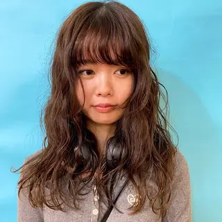 ロング カラー パーマ しずく/Lilu/ 博多美容室のヘアスタイル