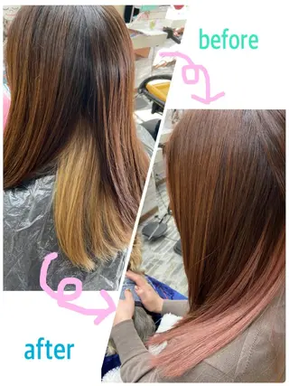 セミロング カラー 大坪 拓斗のヘアスタイル