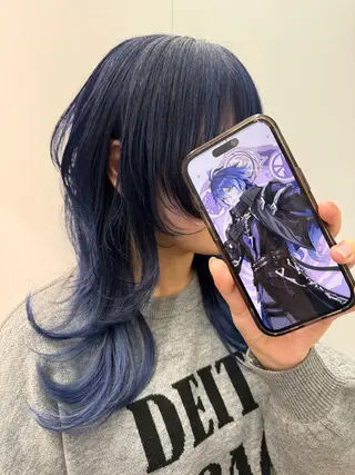セミロング カラー インナーカラー 推し ブリーチ  髪質改善のヘアスタイル