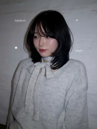 ミディアム ヘアアレンジ ᵐⁱᵏⁱᵏᵒ / レイヤー★のヘアスタイル