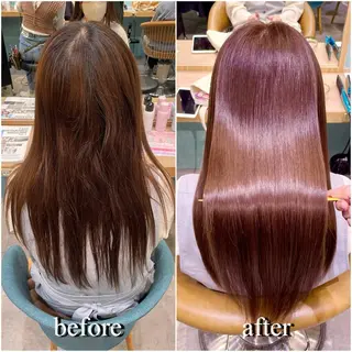 ロング カラー 縮毛矯正 髪質改善 韓国風レイヤー 吉田のヘアスタイル