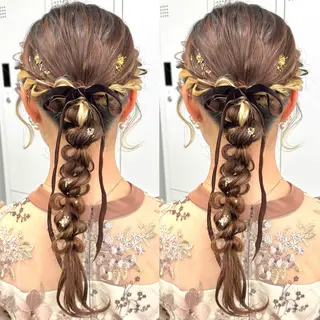 ロング ヘアアレンジ ヘアメ🎀推しカラー 🥣横浜/しほ🧸のヘアスタイル