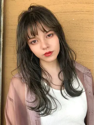 セミロング カラー 福岡美容室 Nidée ニディーのヘアスタイル