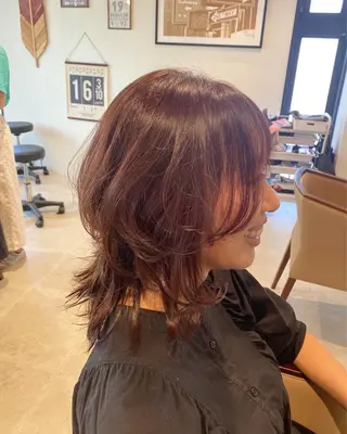 ミディアム 酸性ストレート/ブリ ーチなしWカラー河本のヘアスタイル