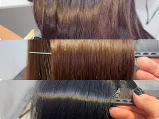 セミロング 髪質改善カラー× 美髪ストレート前出のヘアスタイル