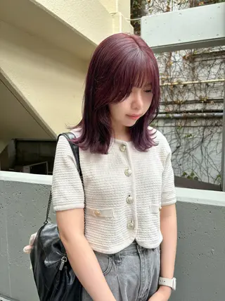 ミディアム カラー mei|顔まわり ×透明感カラーのヘアスタイル