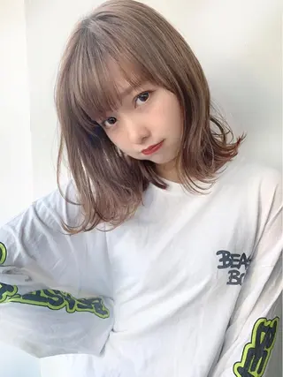 ミディアム カラー ヘアアレンジ 💖韓国ヘアの匠 💖TAKUMI💖のヘアスタイル