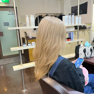 セミロング カラー 編み込みエクステ/ ハイトーン りょすけのヘアスタイル