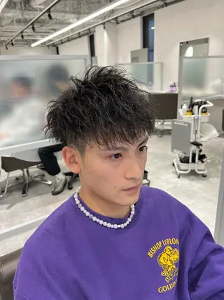 ショート カラー パーマ メンズ 関西センターパート メンズモデル募集のヘアスタイル