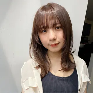 セミロング 髪質改善/透明感カラ ー/縮毛/ meiのヘアスタイル