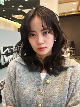 セミロング パーマ k-two☁あべの/ 艶感カラー/Touaのヘアスタイル