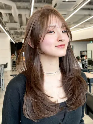 セミロング カラー ヘアアレンジ 【柔らか透明感✨/ 似合せ前髪】大石葉月のヘアスタイル