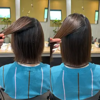 ミディアム パーマ hub hair レイヤー/透明感のヘアスタイル