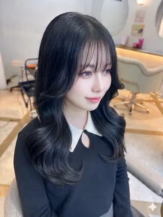 セミロング カラー 上尾韓国レイヤー/ 艶カラー/しの🫧のヘアスタイル