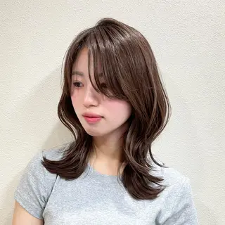 ミディアム カラー HINA🎀韓国ヘア エクステ/小顔カットのヘアスタイル