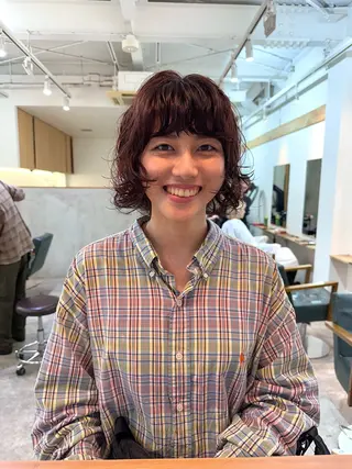 パーマ パーマ/透明感カラー /ボブ/吉田一生のヘアスタイル