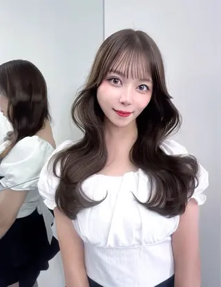 ロング カラー ヘアアレンジ レイヤー/髪質改善 縮毛/ハッシュカットのヘアスタイル