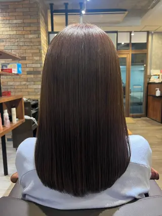 セミロング 艶カラー推し！ なかはらあかりのヘアスタイル