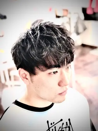 ショート カラー パーマ ヘアアレンジ メンズ men's特化　石井 貴章のヘアスタイル