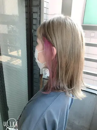ミディアム カラー 岩谷/ブリーチ 🪽透明感カラーのヘアスタイル