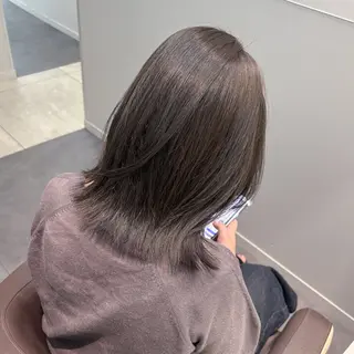 ミディアム カラー パーマ ヘアアレンジ メンズ 切りっぱなしヘアボブ ミディアムヘアRYOのヘアスタイル