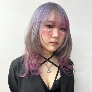 カラー ウルフ🦋顔まわり ❤︎ ͛MEIのヘアスタイル
