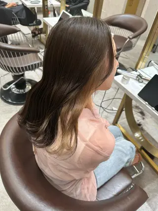 セミロング カラー ヘアアレンジ 天神/ブリーチ/ ブリーチなしカラーのヘアスタイル