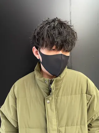 パーマ メンズ スパイキーパーマ 柏NO1 藤本葉のヘアスタイル