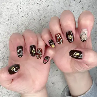 ミディアム カラー パーマ ヘアアレンジ メンズ キッズ ネイル マツエク・マツパ Salon Ｋのネイルデザイン