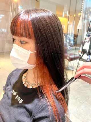 セミロング カラー ヘアアレンジ 🌈インナーカラー ‘ショウマ’🌈のヘアスタイル