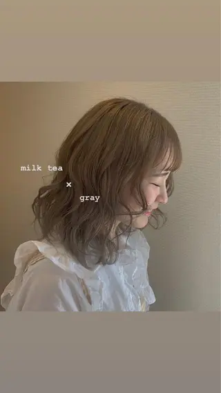 ミディアム 韓国✖️網紅🖤 パーマYURIYAのヘアスタイル