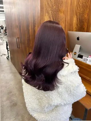 ロング カラー 🌷ラベンダーピンク 顔まわり🌷ねいろのヘアスタイル
