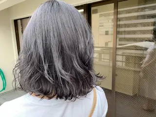 ミディアム カラー パーマ ヘアアレンジ メンズ キッズ ネイル マツエク・マツパ 切りっぱなしヘアボブ ミディアムヘアRYOのヘアスタイル