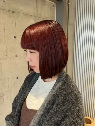 ミディアム カラー ヘアアレンジ ボブ×艶カラー 特化・リクト💥のヘアスタイル
