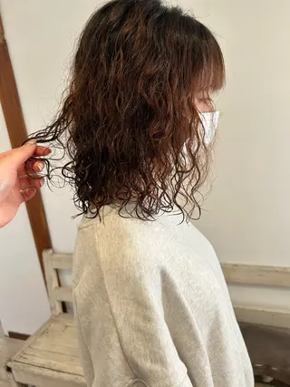 パーマ レザーカット/ ミニボブ/しおりのヘアスタイル