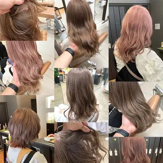 セミロング カラー 明石遼/ベージュ / ピンクのヘアスタイル