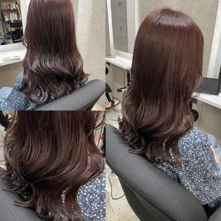 セミロング カラー ヘアアレンジ 韓国風レイヤー ハイトーンRYOTAのヘアスタイル